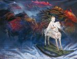 AJIMÉZ A LA MAR DE LA VENTURA Acrílico y óleo sobre lienzo 150 x 120 cm 1994 (Dedicado a mi Nieto Camilo Casin Frómeta)
